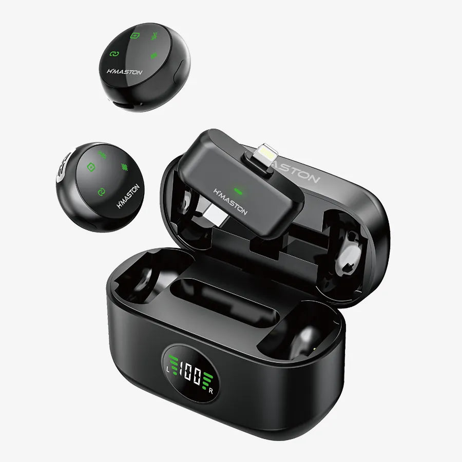 Microfone Lapela Sem Fio H'Maston MK23 com Redução de Ruído – E