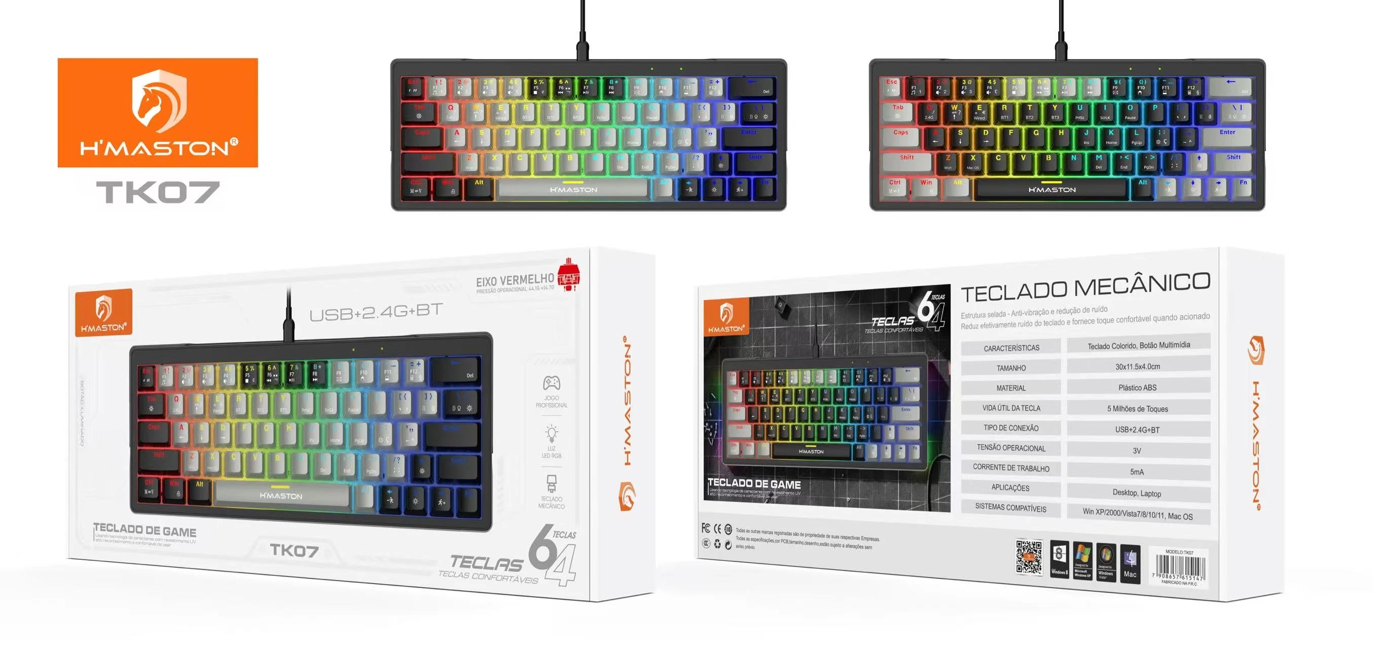 Teclado Mecânico Gamer H'Maston TK07 - Conexão Versátil – E-LEADER