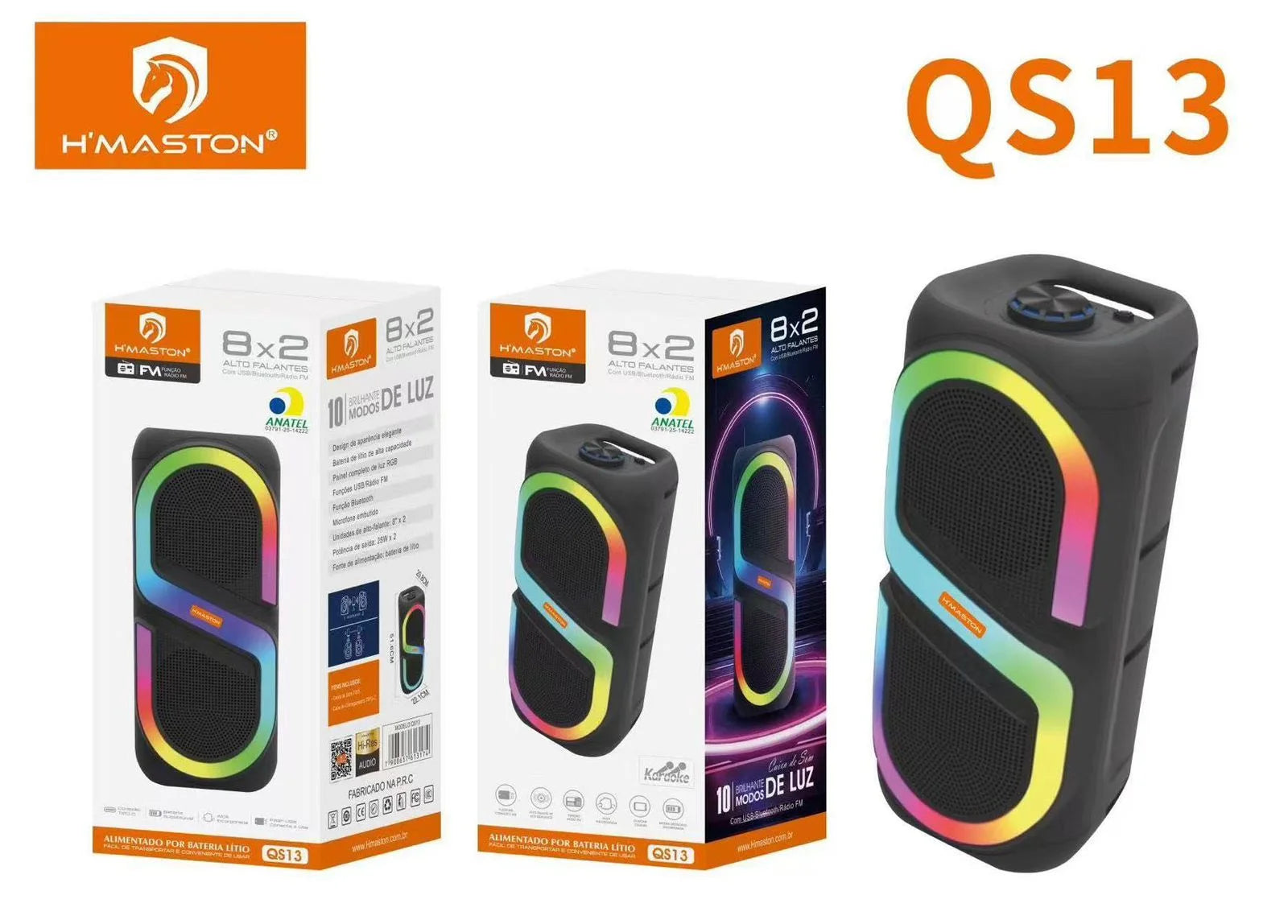 H'Maston QS13 Caixa de Som Bluetooth com Som de Alta Qualidade