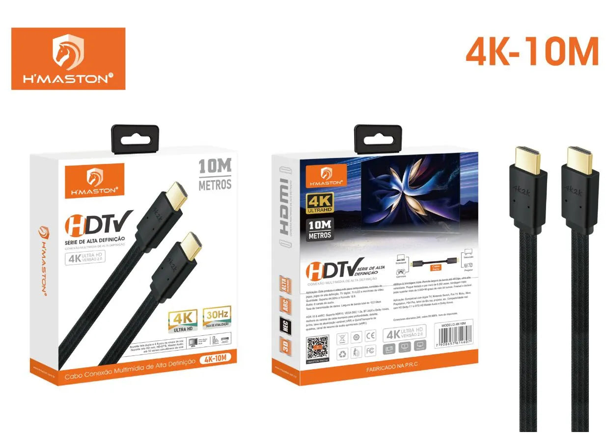 H'Maston 4K-10M Cabo HDMI Alta Definição 10 Metros
