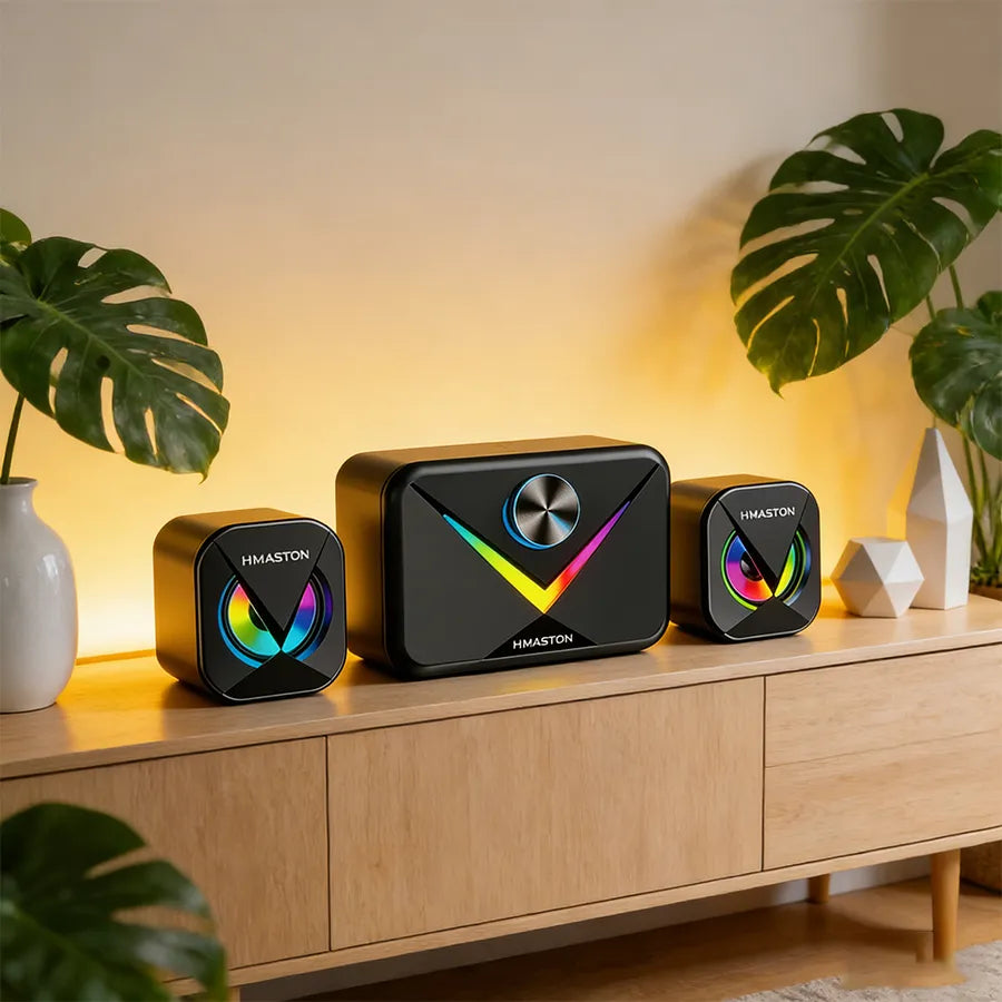 H'Maston AM53 Caixa de Som Bluetooth Gamer com RGB para PC