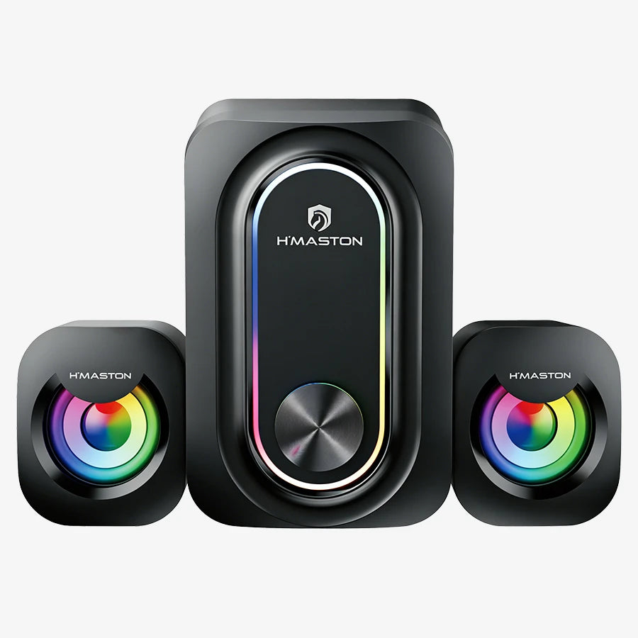 H'Maston AM54 Caixa de Som Bluetooth Portátil com LED RGB para PC