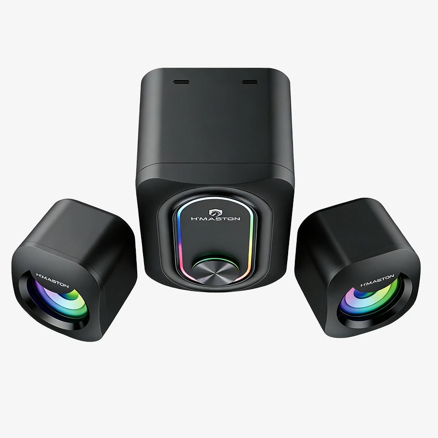 H'Maston AM54 Caixa de Som Bluetooth Portátil com LED RGB para PC