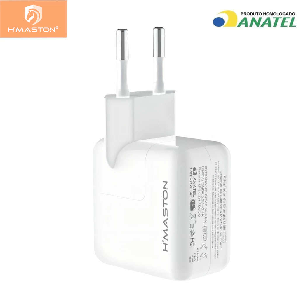 H'Maston CB02: Carregador Turbo 12W com Cabo 1m - Eleadermall