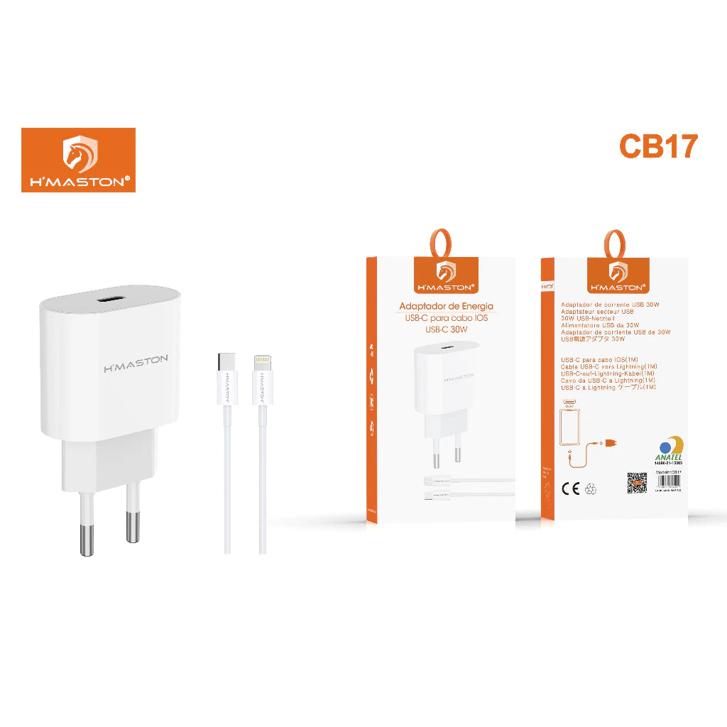 H'Maston CB17 Lightning & CB23 Tipo-C Carregador 30W - Eleadermall