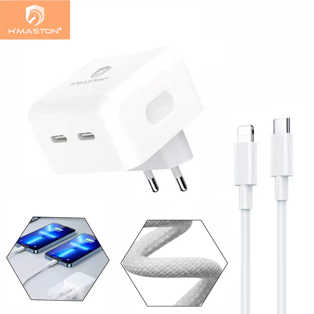 H'Maston CB22 Carregador 40W USB-C Duplo - Rápido e Seguro