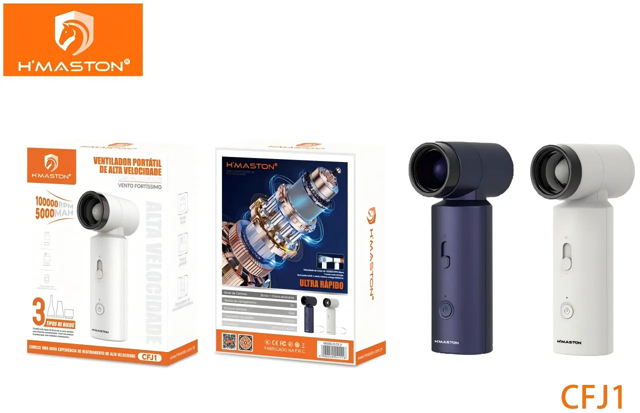 H'Maston CFJ1 Secador de Cabelo Portátil - Alta Potência e Bateria Recarregável