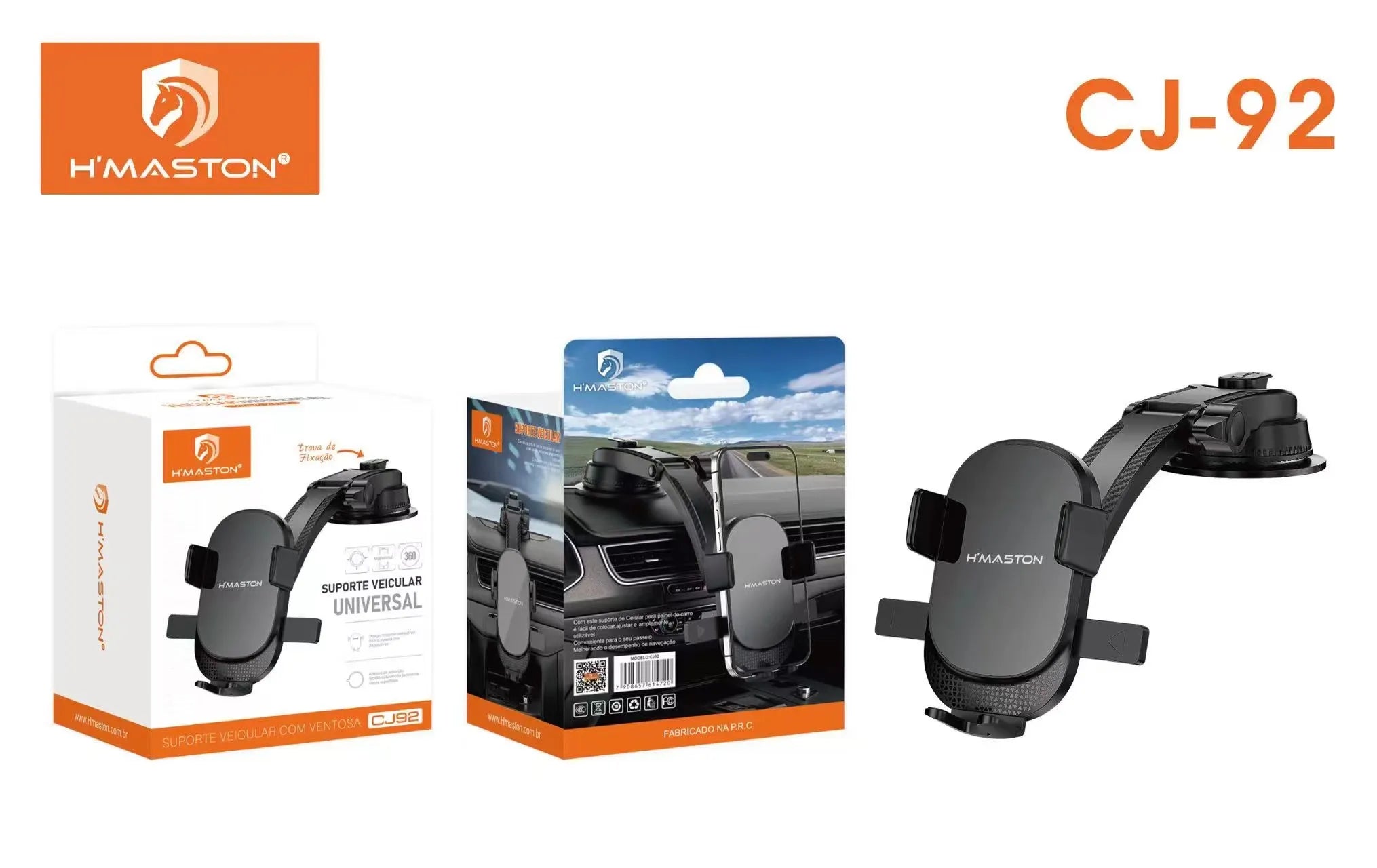 H'maston CJ92 Suporte 360° Para Carro - Praticidade e Segurança