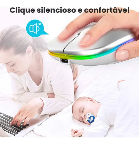 H'maston E1200 Mouse Sem Fio RGB Ergonômico - Eleadermall