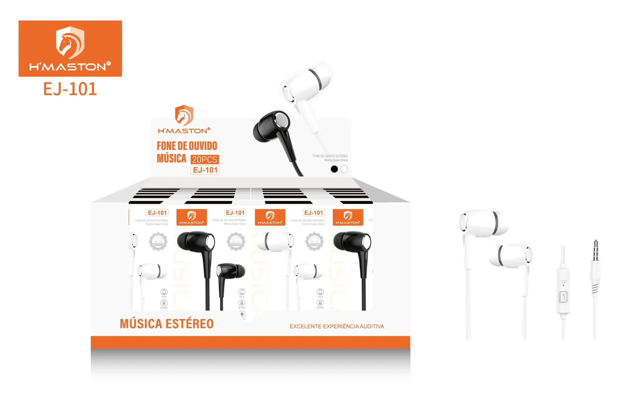 H'Maston EJ101 Fones de Ouvido com Fio - Conforto e Qualidade