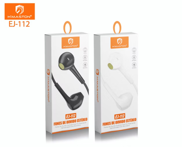H'Maston EJ112 Fone 3,5mm - Estéreo Leve e Confortável para Uso Diário