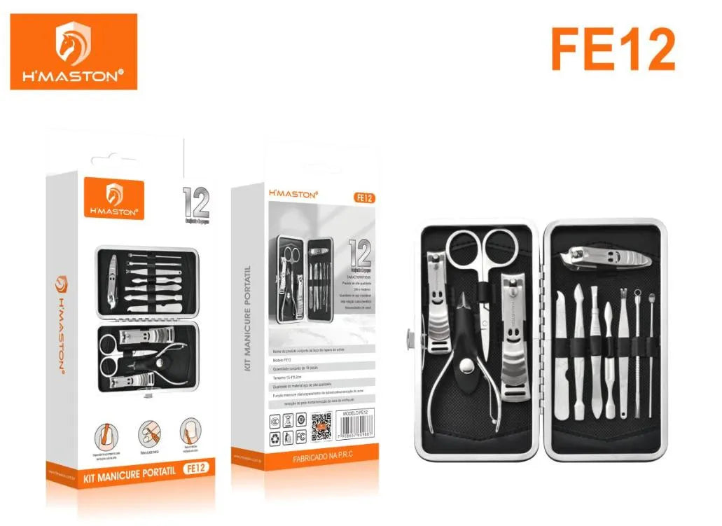 H'Maston FE12 Kit Manicure Portátil Elegance - Cuidados Práticos em Qualquer Lugar
