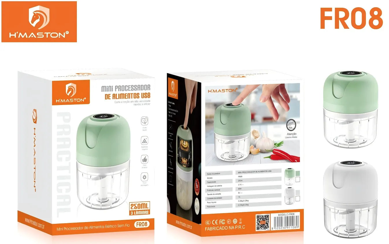 H'Maston FR08 Triturador de Alimentos Praticidade e Portabilidade!