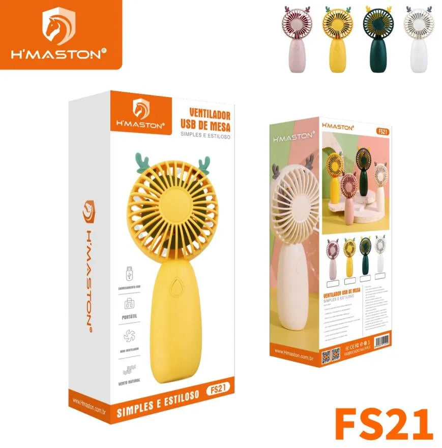 H'maston FS21 Mini Ventilador Recarregável Portátil e Silencioso