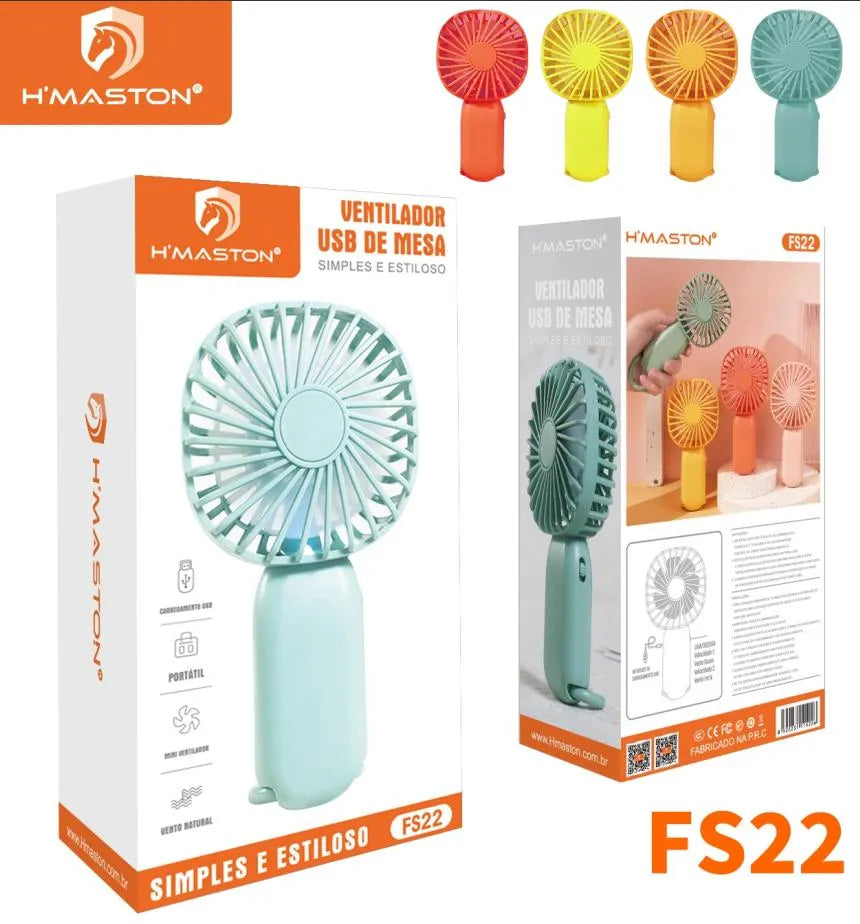 H'maston FS22 Mini Ventilador Recarregável Portátil e Multifuncional