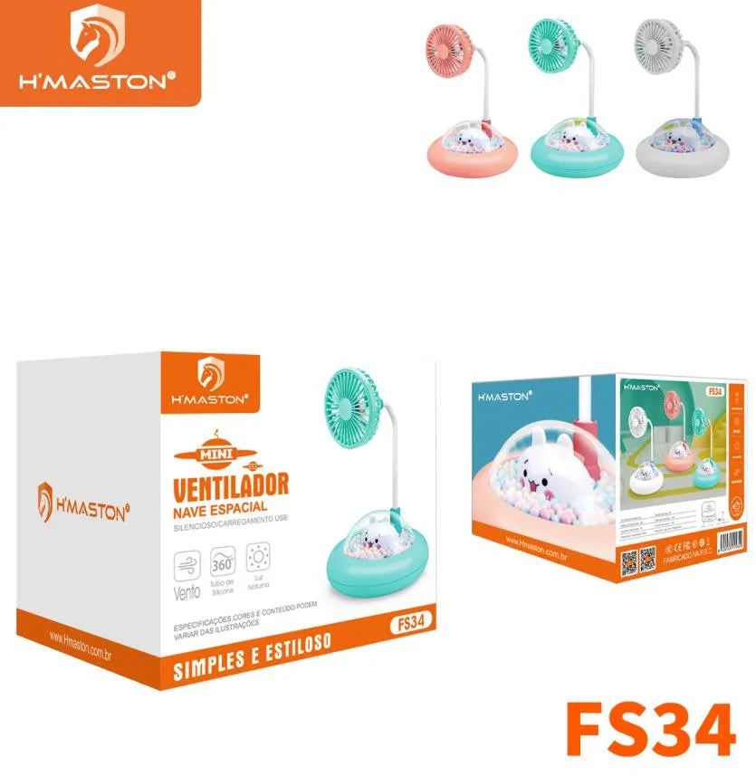 H'maston FS34 Mini Ventilador Recarregável para Acampamento