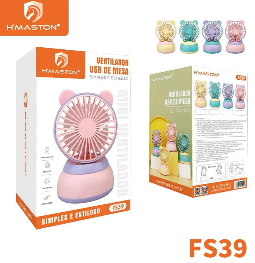 H'maston FS39 Mini Ventilador Recarregável Portátil e Silencioso