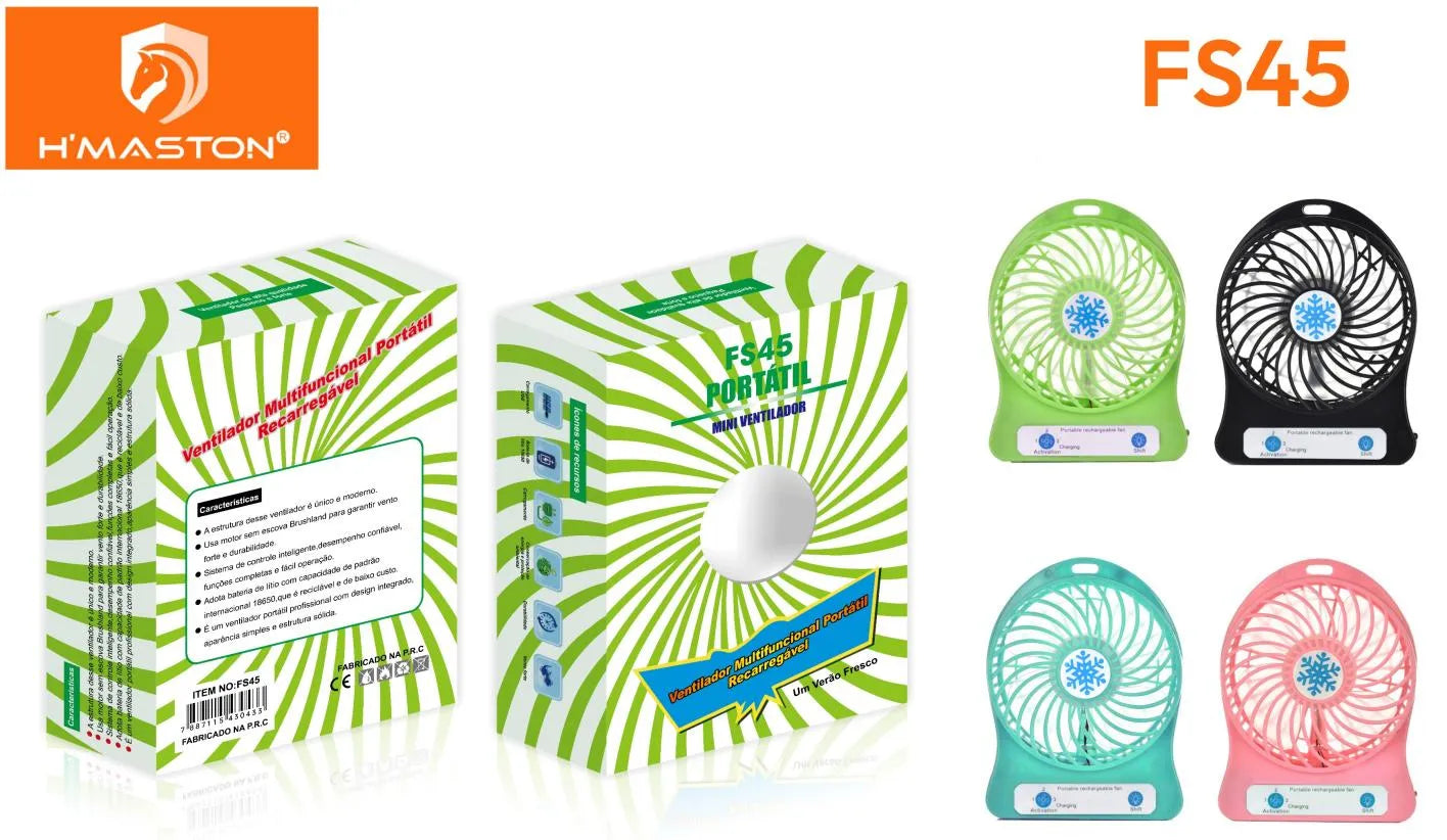 H'Maston FS45 Mini Ventilador Portátil Recarregável e Silencioso