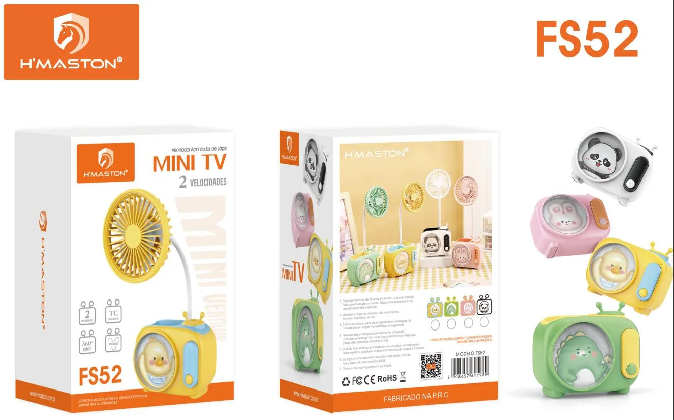 H'Maston FS52 Mini Ventilador Recarregável Portátil e Silencioso