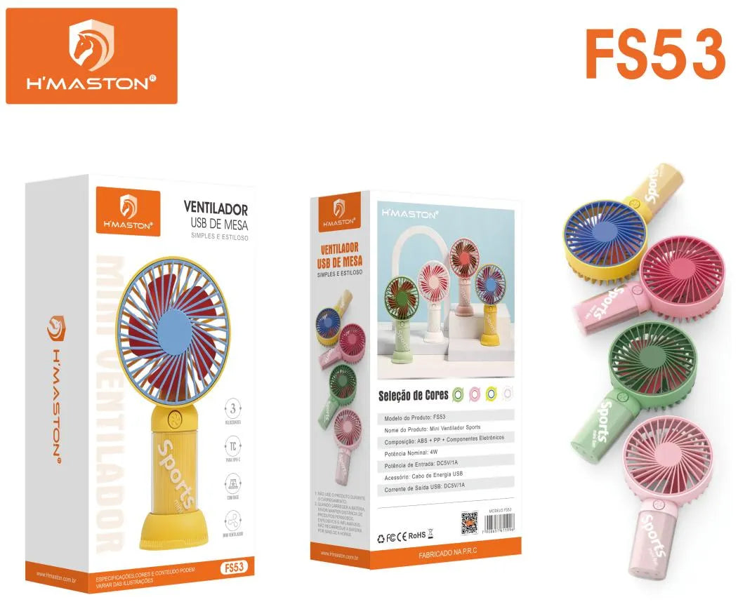 H'Maston FS53 Mini Ventilador Recarregável Portátil e Silencioso