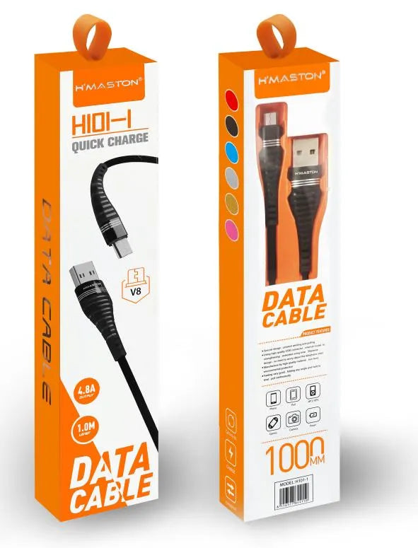 H'Maston H101-1 Cabo de Dados Teclado AM para V8 - 1m, Carregamento Rápido 4.8A