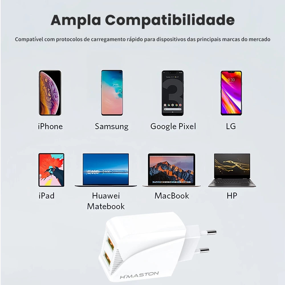 H'Maston HM20 Carregador Turbo Rápido 2 USB - Eleadermall