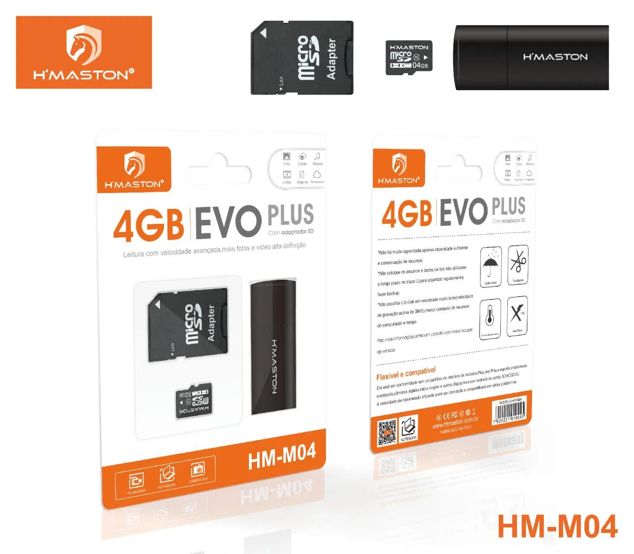 H'Maston HM-M04 64GB MicroSD Classe 10 UHS-I - Cartão de Memória Rápido
