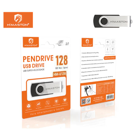 H'Maston HM-U128 Pen Drive 128GB USB 3.0 Alta Velocidade