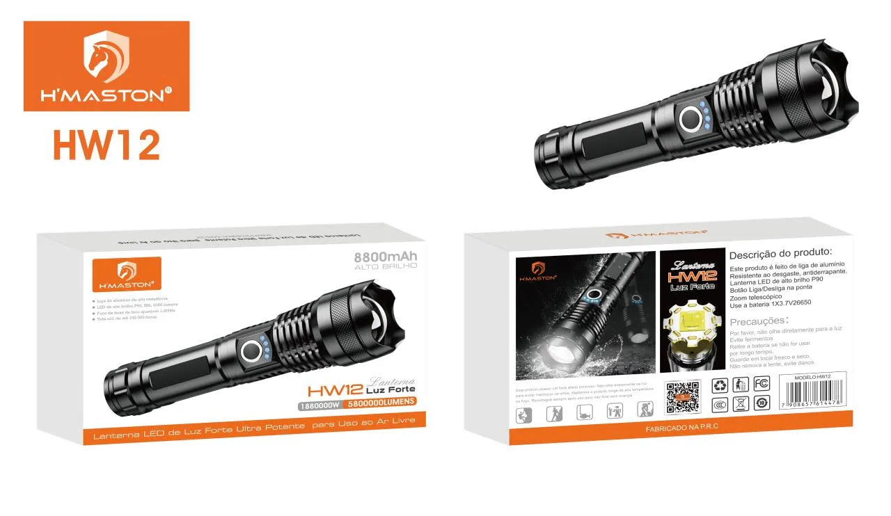 H'Maston HW12 Lanterna LED Potência e Confiabilidade em Iluminação