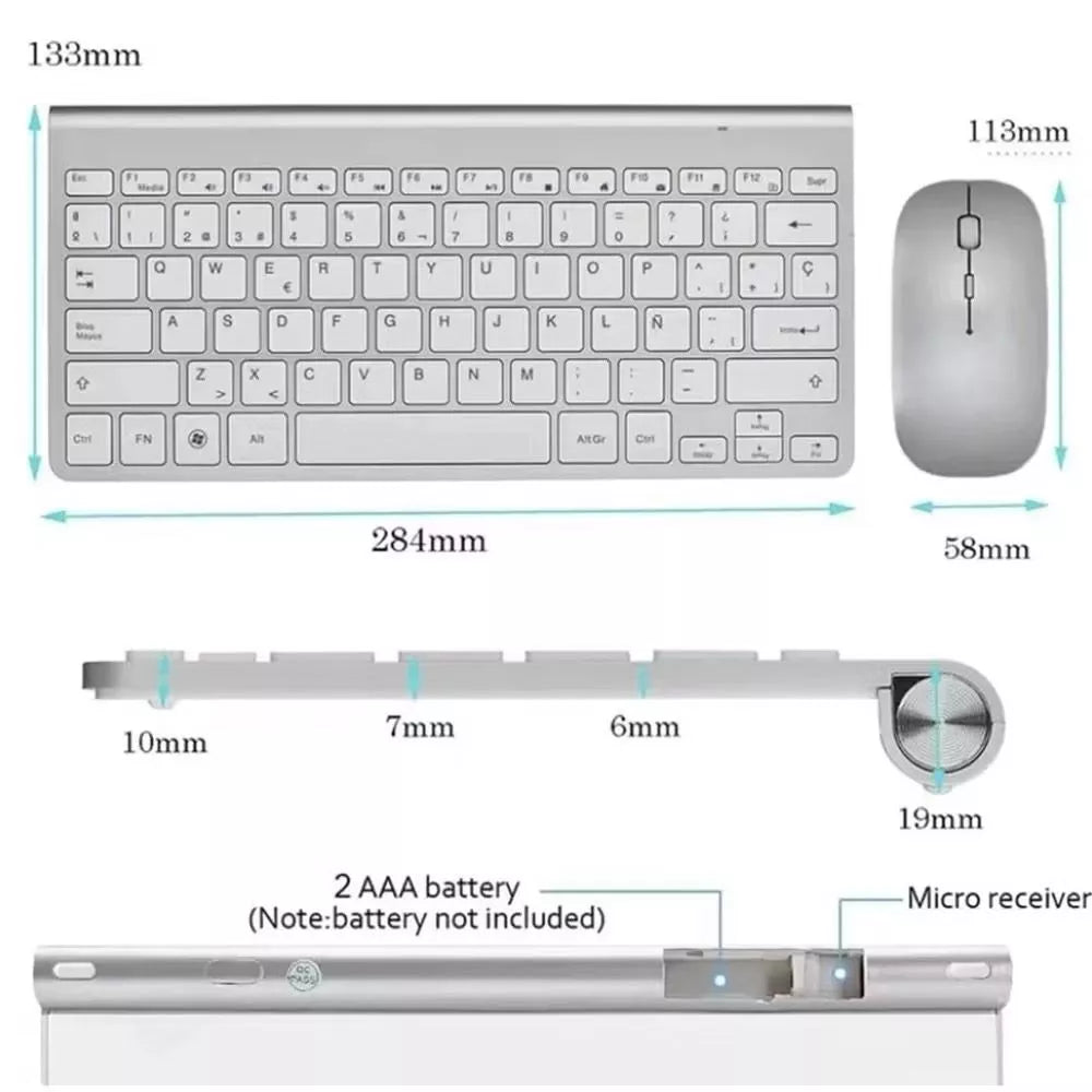 H'Maston JP102 Kit Teclado e Mouse Sem Fio Slim Silencioso