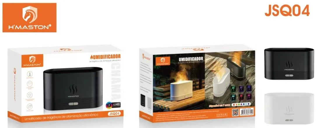 H'Maston JSQ04 Umidificador Aromatizador LED Efeito Chama 200ml