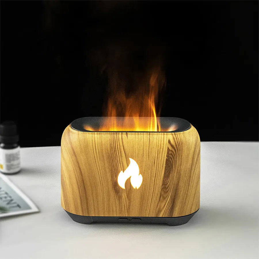 H'Maston JSQ13 Difusor Aromatizador Ultrassônico LED Efeito Chamas