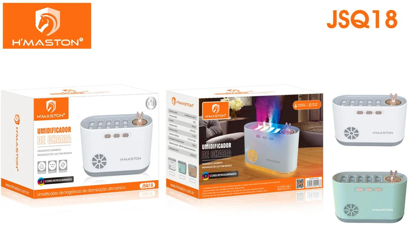 H'Maston JSQ18 Umidificador - Chama Dinâmica e Aromaterapia
