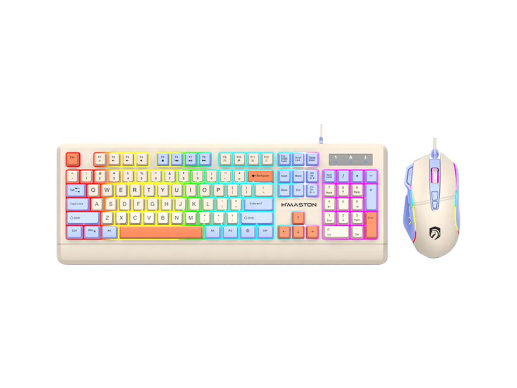 H'Maston KB715 Kit Gamer RGB Com Fio e Colorido
