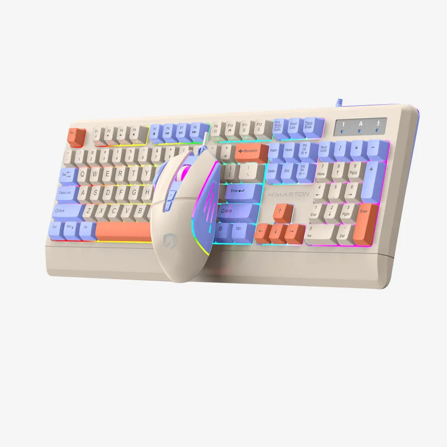 H'Maston KB715 Kit Gamer RGB Com Fio e Colorido