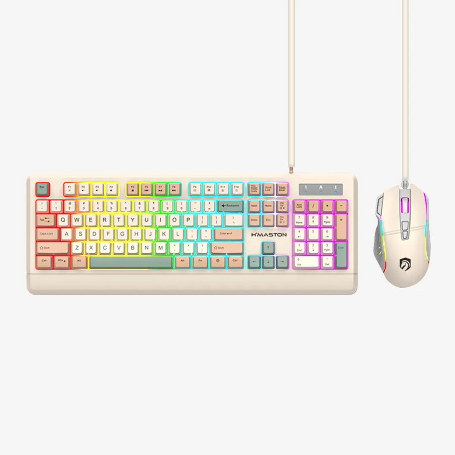 H'Maston KB715 Kit Gamer RGB Com Fio e Colorido