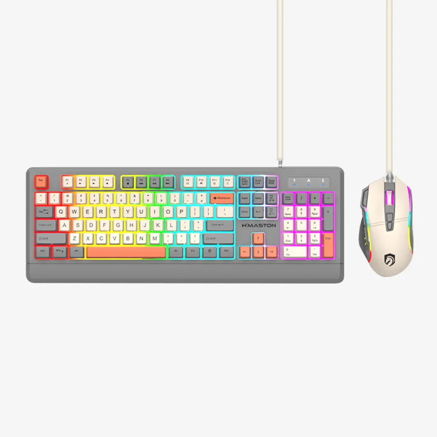 H'Maston KB715 Kit Gamer RGB Com Fio e Colorido