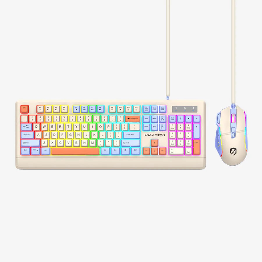 H'Maston KB715 Kit Gamer RGB Com Fio e Colorido