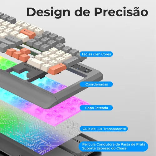 H'Maston KB715 Kit Gamer RGB Com Fio e Colorido - Eleadermall