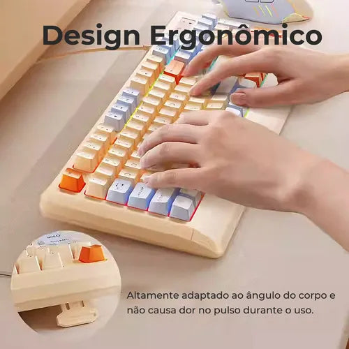 H'Maston KB715 Kit Gamer RGB Com Fio e Colorido - Eleadermall