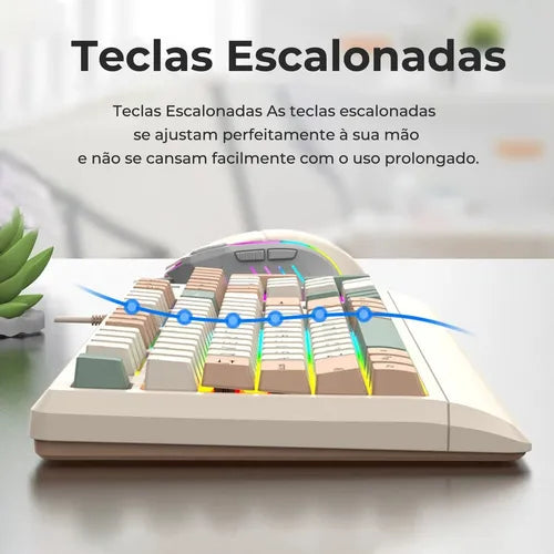 H'Maston KB715 Kit Gamer RGB Com Fio e Colorido - Eleadermall