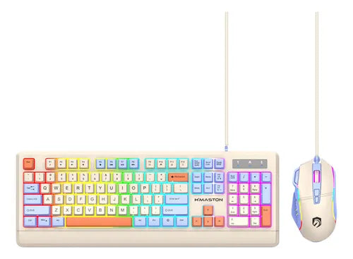 H'Maston KB715 Kit Gamer RGB Com Fio e Colorido - Eleadermall