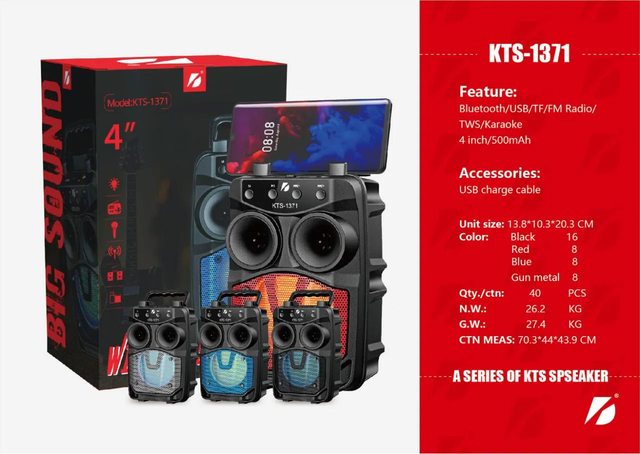 H'Maston KTS-1371 Caixa de Som Portátil com Potência e Estilo