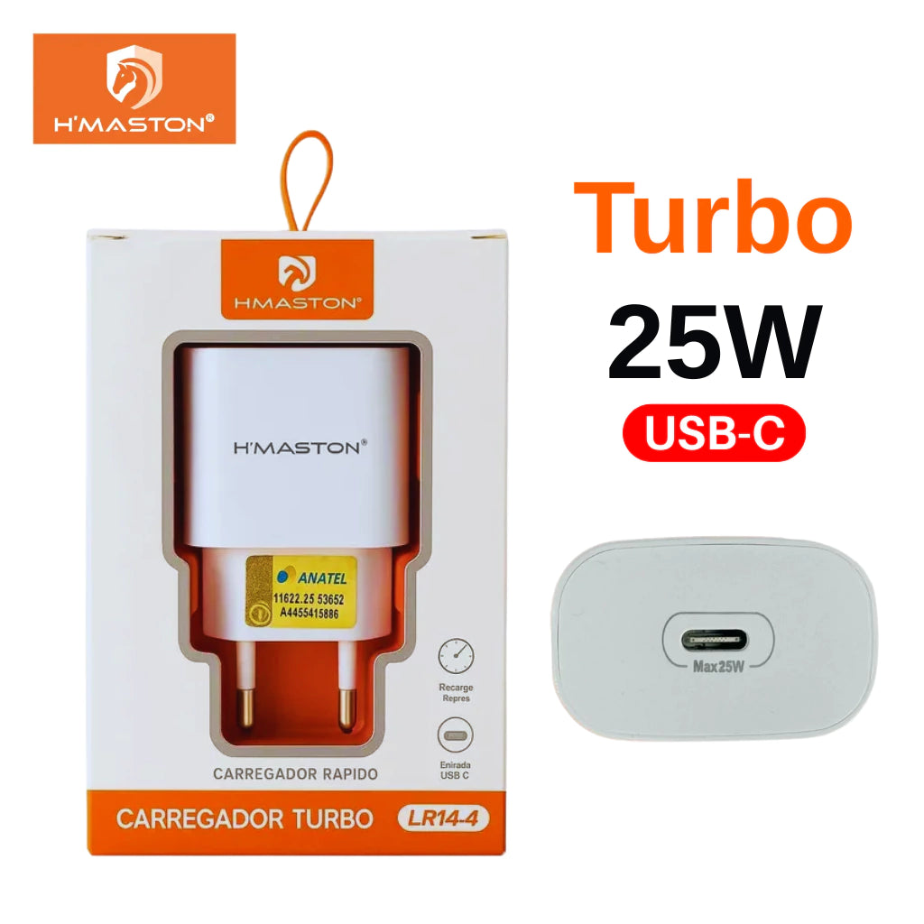 H'Maston LR14-4 Carregador Turbo 25W Tipo-C Rápido e Seguro