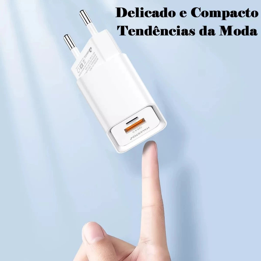 H'Maston LR23-4 Carregador Turbo Tipo-C e USB-A 30W - Eleadermall