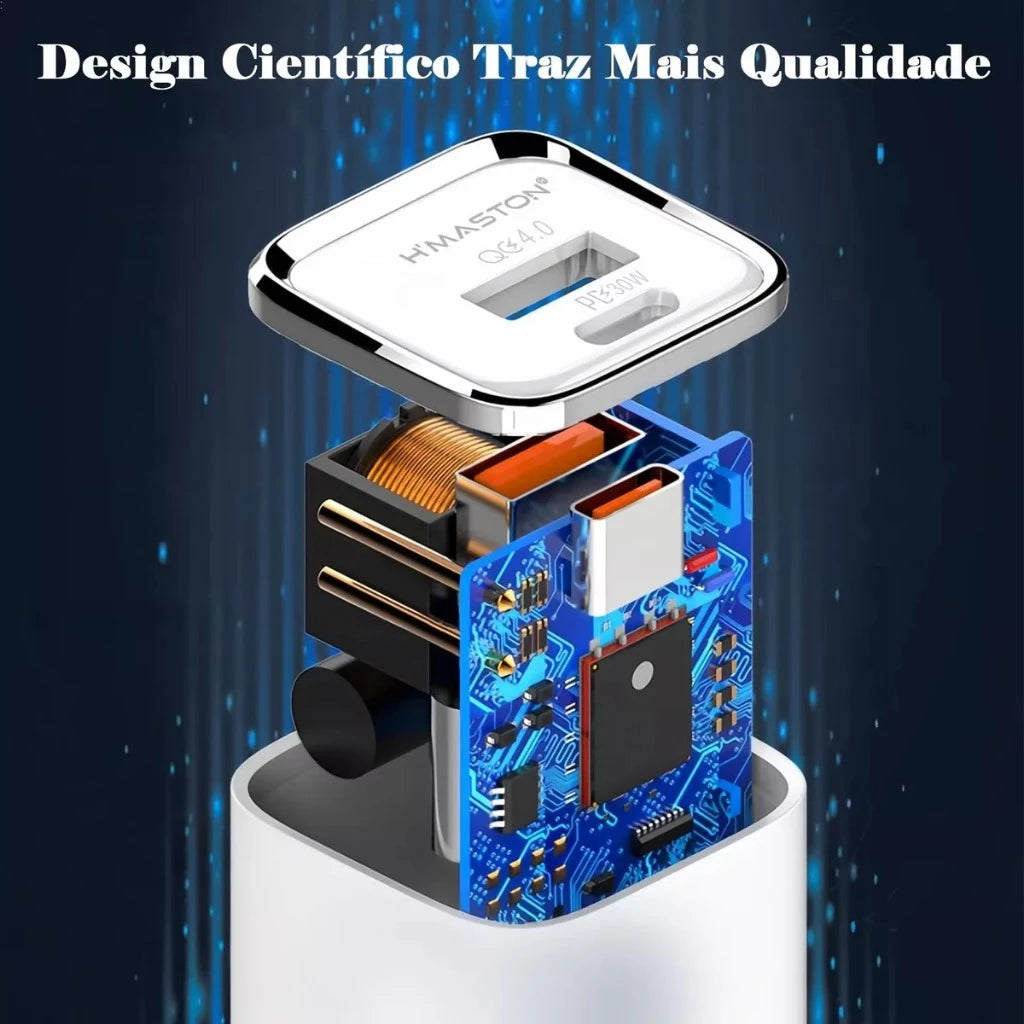H'Maston LR23-4 Carregador Turbo Tipo-C e USB-A 30W - Eleadermall