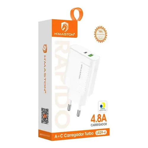 H'Maston LR29-4 Carregador Turbo 4.8A USB-A + C, Compacto
