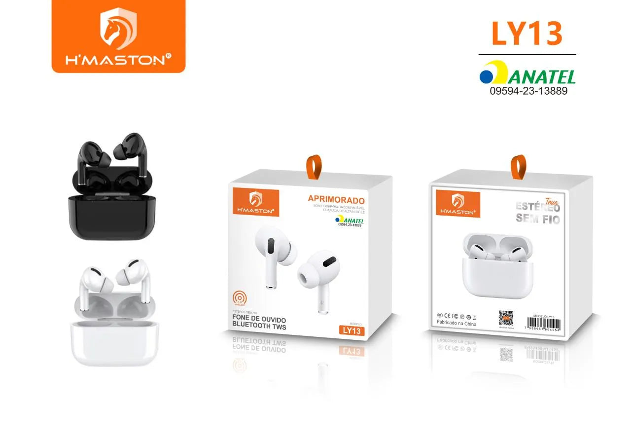 H'Maston LY13-PB Fone Bluetooth Som Claro e Estilo Sem Fios