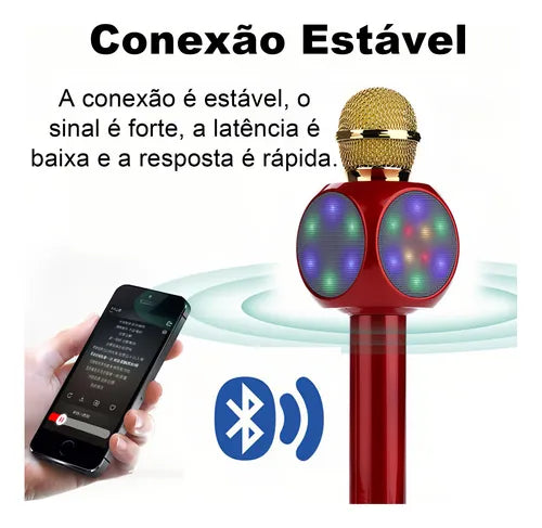 H'Maston MK02 Microfone Bluetooth com LED e Mixer - Eleadermall