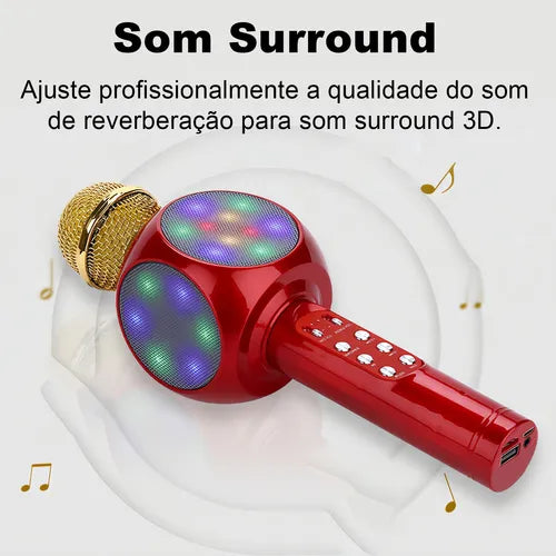 H'Maston MK02 Microfone Bluetooth com LED e Mixer - Eleadermall